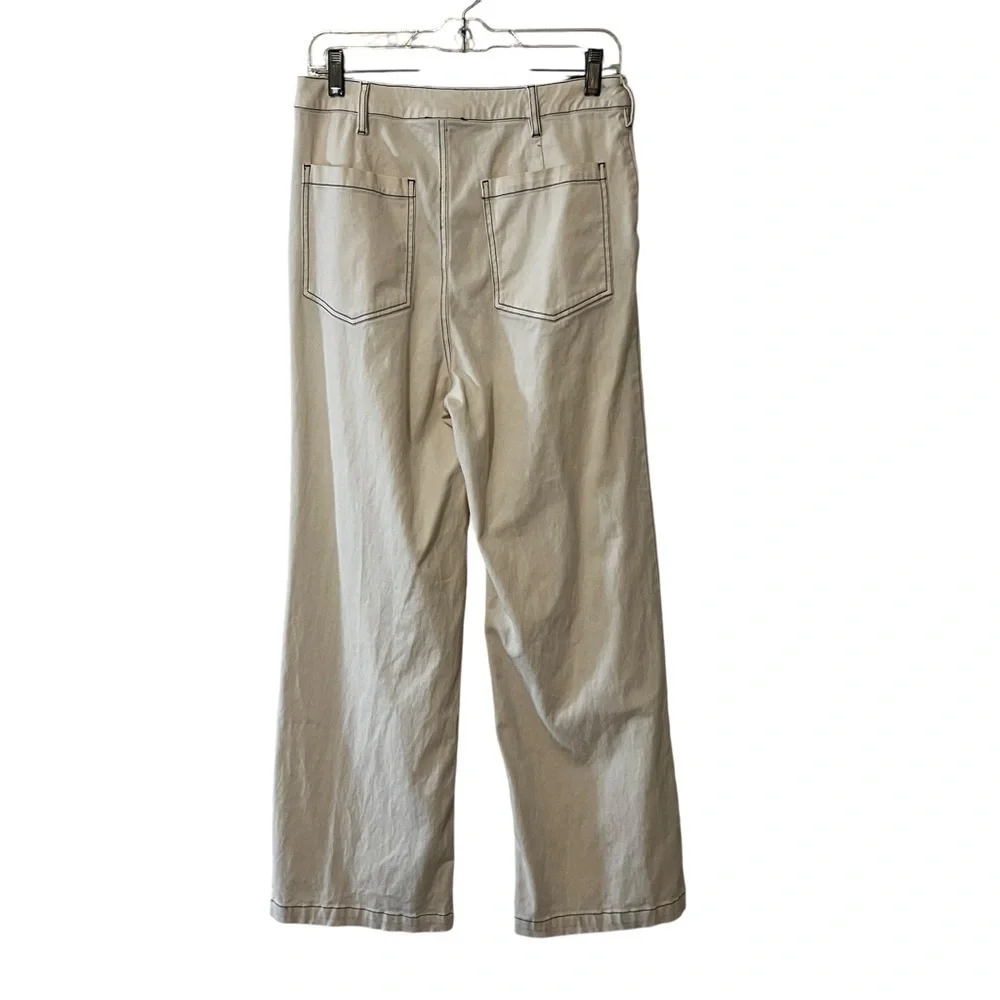 Monrow Wide Leg Pants In Off White Pockets High Rise Women’s M mom pleats - Picture 3 of 14